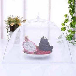 1PC New Mesh Food Cover Dish Umbrella Folding Washable Flies Table Cover White Square Dish Cover Umbrella Screen Tent Dropshipping Y220526