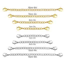 Chains Wholesale 8pcs/lot 316L Plating Extended Chain Necklace Stainless Steel Rolo Gold Color 2 3 4 6 Inch ChainChains