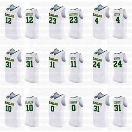 Sj98 Jared Butler Davion Mitchell Baylor Bears MEN 2021 March Madness Final Four 100% embroidery Jersey white Home