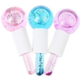 2Pcs/Box Crystal Ice Hockey Roller Energy Massage BeautyEye Ball Massager Water Wave Globes Skin Care 220329