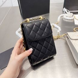 gold quilted bag Canada - 2022Ss Ladies Classic Mini Flap Double Little Ball Quilted Phone Bags Gold Metal Hardware Matelasse Chain Crossbody Shoulder Purse Outdoor Sacoche Handbag 11X17CM