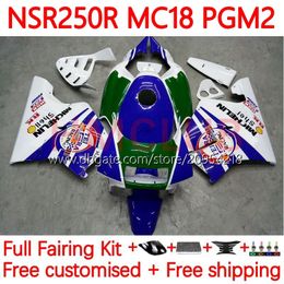 OEM Motorcycle Bodys For HONDA NSR250 NSR 250 R MC18 PGM2 MC16 1988-1989 Bodywork 124No.14 MC 16 18 NSR 250R NSR250R 88 89 NSR250RR 1988 1989 Fairing Kit blue green