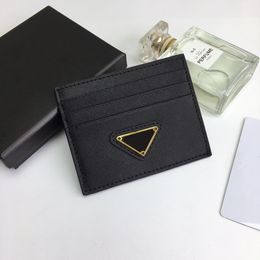 Luxury black credit card holders women mini wallet triangle brand fashion leather canvas men designer pure Colour