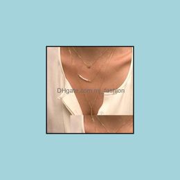 Pendant Necklaces Fashion Gold Layered Collier Plastron Body Necklace Set Turkish Jewlery 18K Plated Chain Long Beautifly Drop Delive Dhvi4