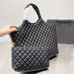 Shopping Bags 2022 Luxury Bag Genuine Leather Check Women Handbag Designer shoulder Tote Top Large Beach bags luxurys travel Crossbody Purses