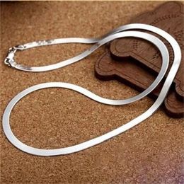 925 Silver Colour 4MM chain Necklace for Women Luxury Couple Fine Jewellery Blade Chain wedding gift choker Clavicle Necklace GC1378
