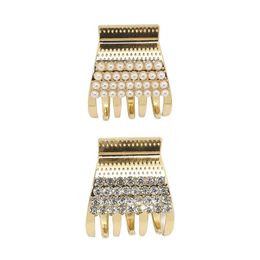 Trapezoid Shaped With Pearl Rhinestone Hair Clamps Geometric Alloy Ponytail Scrunchies Hair Clips Claw Korean Small Size Gold Headdress Bath Hairpins Jewellery