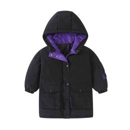 Winter Boys And Girls Mid-Length Solid Colour Down Jacket Trendy Multi-Color Men And Women Treasures Go Down Jacket J220718