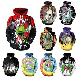 Men's Hoodies & Sweatshirts Harajuku Halloween Skull 3D Prints Mens Hoodie Hooded Casual Loose Women Workout Pocket Cosplay Lovers