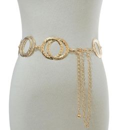 Belts Unique Double Ring Gold Chain Belt Women Fashion Round Metal Silver Female Jeans Dress Waistband 2022Belts