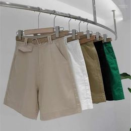 Women's Shorts Khaki 2022 Summer Pirate Straight Hong Kong Style High Waist Slimming Wide Leg Pants