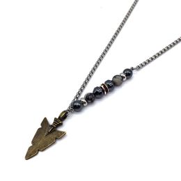 Pendant Necklaces Fashion 3colors Vintage Necklace Men Arrow Simple Chain Bead Long Jewellery GiftPendant