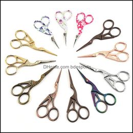 Scissors Hand Tools Home Garden Metal Vintage Style Scissor Stainless Steel Mticolor Crane Fit Yarn Tea Threadhead Cross Embroidery Tool D