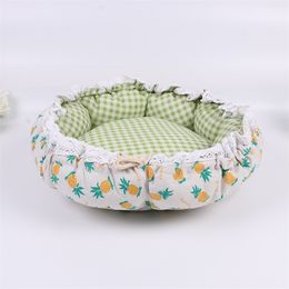 Pet Bed Super Soft Washable Short Plush Portable Cat Deep Sleep Pumpkin House Velvet Mats Small Dog Basket Pet Bed Mat 210401