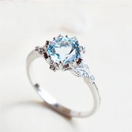 Wedding Rings ROMAD Vintage Flower In Blue Crystal Bridal Finger For Engagement Size 9 Women Fashion Promise R4 Wynn22