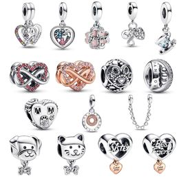 Authentic 925 Sterling Silver Bead Heart House Happy Place Charm Family Infinity Charms Puzzle Piece Hearts Splittable Beads Fit Pandora Bracelet DIY Jewellery Make