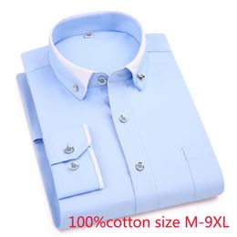 Men's Dress Shirts Arrival Spring Autumn Men Formal Extra Large Pure Cotton Long Sleeve High Quality Plus Size 4XL 5XL 6XL 7XL 8XL 9XLMen's