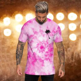Men's T-Shirts White Collared Long Sleeve Mens Summer Hawaii Beach Casual Sports Tie Dye Round Neck T Shirt Tops Fitted ShirtsMen's