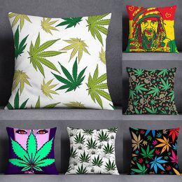 Pillow Case bob and weed Asaba Theme Pillow Case Polyester Decorative cases Green Leaves Throw 45 45cm 220623