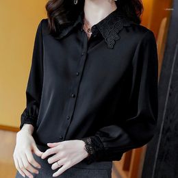 Women's Blouses & Shirts Black Chiffon Long Sleeve Autumn Winter Large Size Embroidered Top Blouse Women Blusas Ropa De Mujer