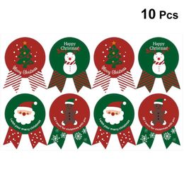 Gift Wrap 10pcs Christmas Sealing Sticker Xmas Theme Self-Adhesive DIY Cartoon Baking Packing Label Wrapping Stickers DecorationGift