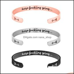 Bangle Bracelets Jewellery Stainless Steel Open Cuff Bracelet Keep Ing Going Personalised Letter Initial For Women Drop Delivery 2021 Itnl4