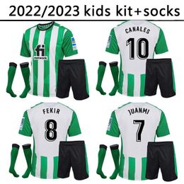 Soccer Jerseys 22 23 Real Betis Juanmi B.iglesias Kids Kit Socks Joaquin Canales Fekir Football Shirt Alex Moreno Willian