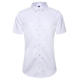45KG105KG Summer New Daily Casual Mens Shirts Soft Cool Button Down Short Sleeve Black White Shirts 4XL 5XL 210412