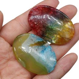 natural toner Canada - Pendant Necklaces Natural Two-tone Agates Pendants Charms Stone Egg Shape DIY For Necklace Or Jewelry Making Size 30x45mm