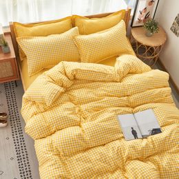 Classic Grid Bedding Set Spring Autumn Girls Boys Bed Linen Sheet Duvet Cover Pillowcase Single Full Queen Size Home Textile