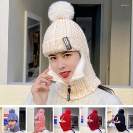 Beanie/Skull Caps Women Wool Knitted Hat Ski Sets Scarf Cap Winter Warm Windproof Knit Free Size Outdoor Delm22