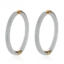 Hoop & Huggie Silver 34mm 18K Gold Circle Earrings For Women Fashion Wedding JewelryHoop