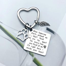 Keychains Key Chain Man Keychain For Woman Letter Lovers Silver Colour Keyring Stainless Wing Dog Print Pendant High Quality LlaverosKeychain