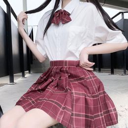 Clothing Sets Summer Jk Uniform Set Student Clothes Pleated Skirts Suit Kawaii Girl Korean Seifuku Japanese School Plaid Skirt WomanClothing