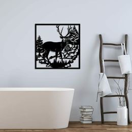 Metal Wall Art Deer in The Forest Wall Decor Hanging Animal Metal Artwork Rustic