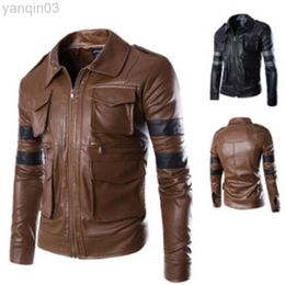 Leather Jacket Men Winter Motorcycle Pu Leahter Jacket Male Stand Collar Casual Windjacket Slim Jacket Men Tops L220801