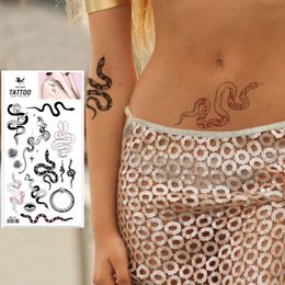 Waterproof Red Black Snake Tattoo Stickers for Women Men Arm Neck Leg Temporary Tattoos Body Waist Long Lasting Snake Tattoos