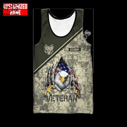 Army Marine Military Camo Soldier Suits Veteran Retro Custom Name 3DPrint Summer Casual Vest Sleeveless TankTop Men Women A1 220704