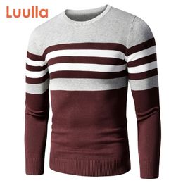 4XL Men Autumn Casual Striped Thick Fleece Cotton Sweater Pullovers Men Outfit Fashion Vintage O-Neck Coat Sweater Men 201126