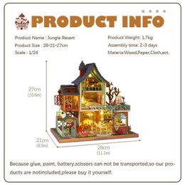 DIY Dollhouse Wooden Doll Houses Miniature Doll House Furniture Kit Casa Music Led Toys for Children Birthday Gift K18