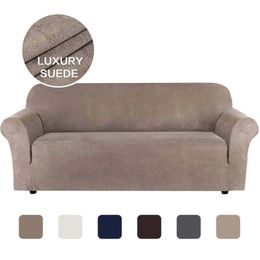 Suede Fabric Sofa Cover Solid Colour Elastic All-inclusive pet-proof Slipcover for Living room Furniture Stretch Couch Capa 220513