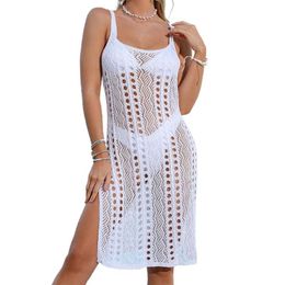 Women's Swimwear Sexy Women Bikini Cover Up Hollow Out See Through Ladies Sling Slit Sundress For Brazil SwimmingWomen's