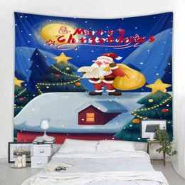 Christmas Wall Carpet Santa Elk Mounted New Year Home Decoration Large Blankets Different Sizes J220804