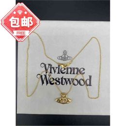 -Kaiserin Witwe Vivian Gold Single Diamond Short Saturn Halskette - B8051