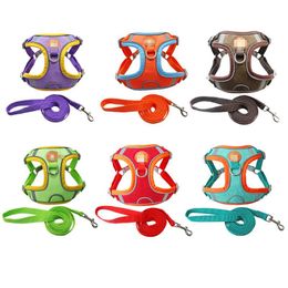 Dog Collars & Leashes Adjustable Pet Chest Strap Deerskin Velvet Reflective Breathable Rope For Small Medium-sized Traction SetDog