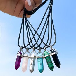 Pendant Necklaces Aprilwell 6 Pcs Gothic Set For Women Collar Crystal Column Colliers Black Rope Chain 2022 Aesthetic JewelryPendant