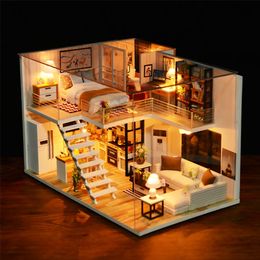 Cutebee Doll House Furniture Miniature Dollhouse DIY Miniature House Room Box Theatre Toys for Children DIY Dollhouse Njxw-B LJ201126