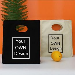 Custom Tote Lunch Bags Add Your Text Print Original Design Cooler Bento Box Thermal Insulated Picnic Food Storage Pouch 220711