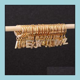 Dangle Chandelier Earrings Jewellery A-Z Letter Small Alphabet Earring Charms Rhinestone Ear Loop Cubic Zirconia Jewel Dhwcv