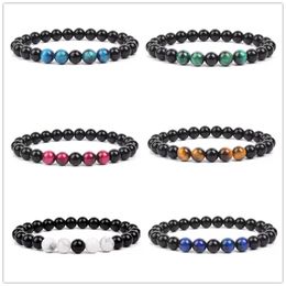 8MM Various Natural Stone Beads Tiger Eye Strands Bracelets Black Obsidan Lava Rock Onyx Bracelet Couple Bangles